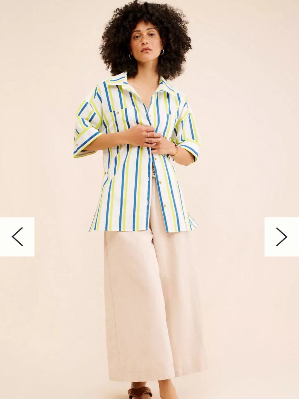 Anthropologie stripes Boxy Button Down Shirt M